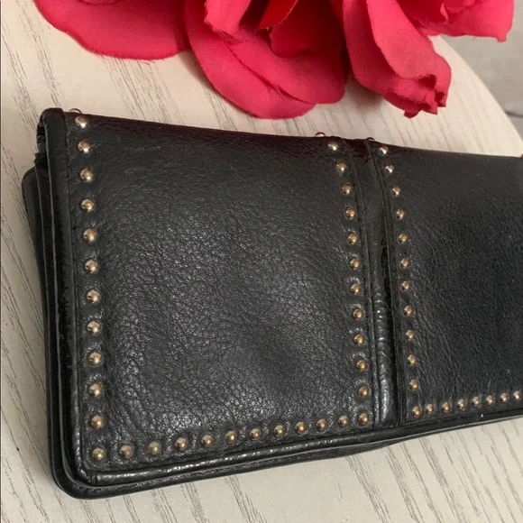 Brighton Leather Wallet Black with Silver Studded Design - Picture 5 of 11